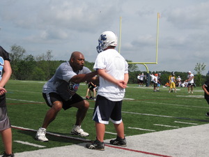 Dermontti Dawson coaching at camp.